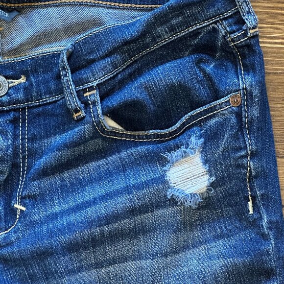 Abercrombie & Fitch Perfect Stretch, Low Rise Distressed Cropped Jeans Size 28 - Picture 5 of 12